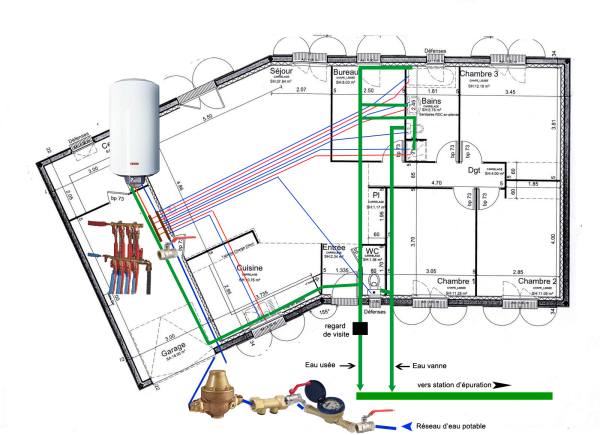 IODE Romorantin - plan d'une installation de plomberie